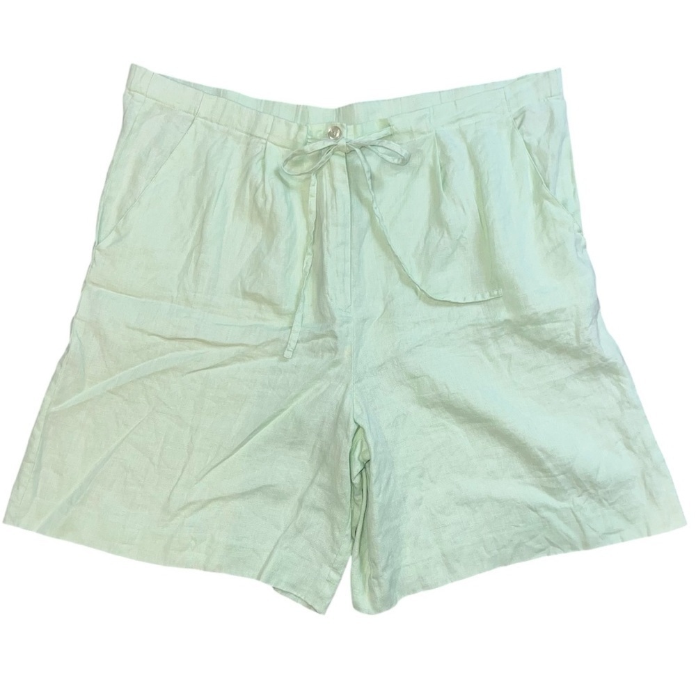 EUC Talbots Irish Linen Women’s Light Green Linen Mid Length Shorts Size Large